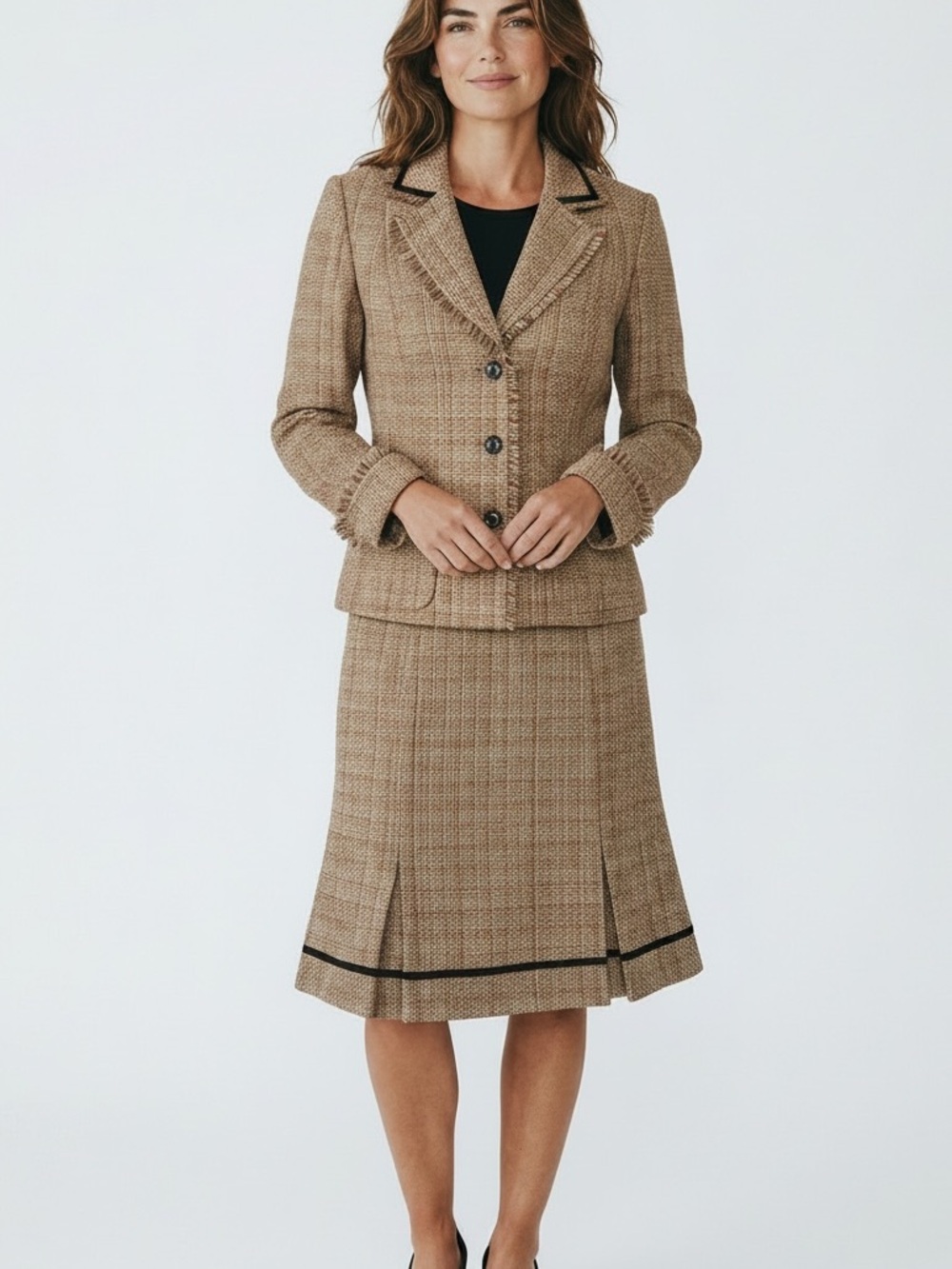 Sag Harbor Camel Tweed Notch-Collar Blazer size 12